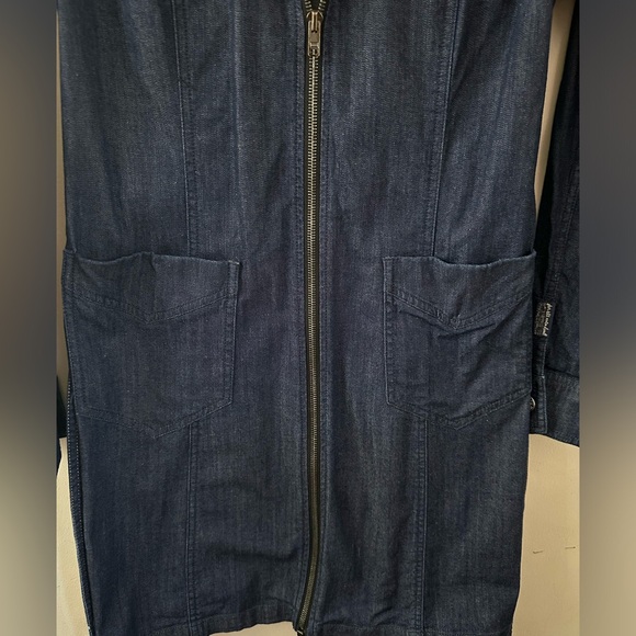 Seven For All Mankind Long- Sleeve Zip Front Denim Dress Size Large - Picture 12 of 15
